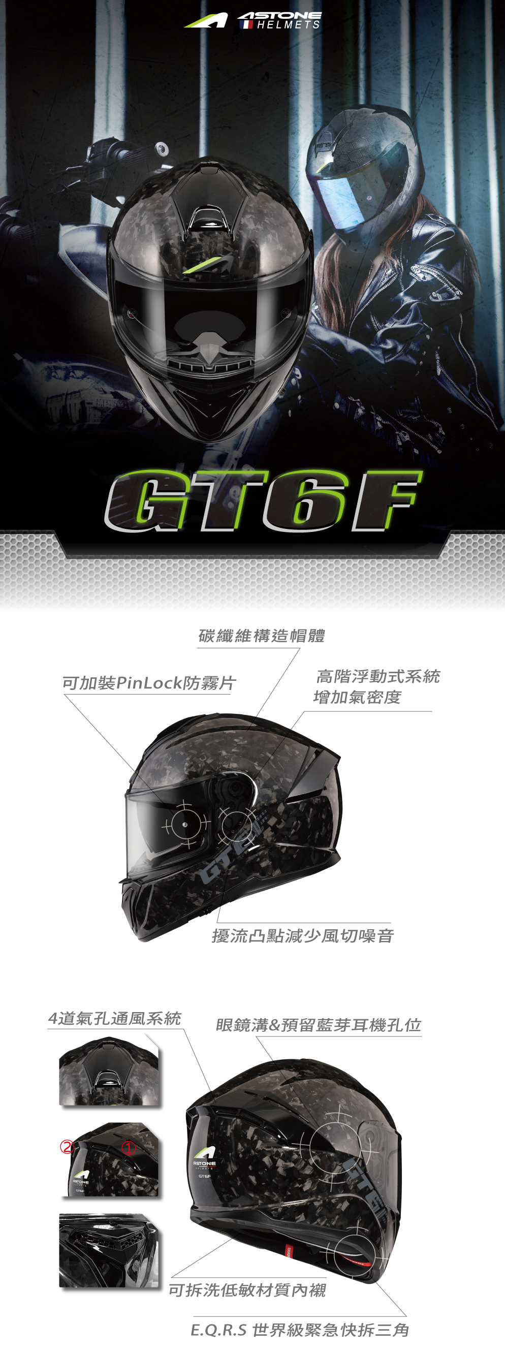 【ASTONE】GT6F YA2 彩繪 全罩式安全帽 (藍) -  Webike摩托百貨